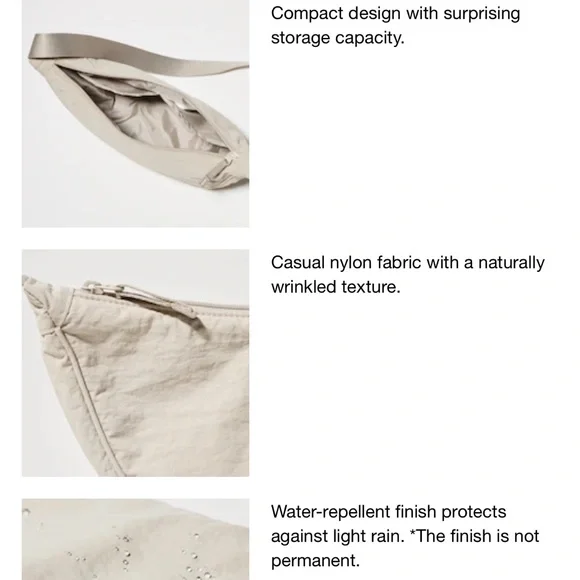 Uniqlo Beige Crescent Nylon Round Bag🥠 - Picture 12 of 15